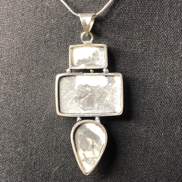 Zebra Stripe Jasper Sterling Silver Pendant on Snake Chain Necklace 20” Long - Picture 4 of 8